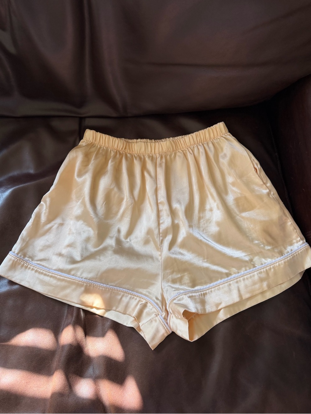 Champagne Satin Boxer Shorts From mi ami